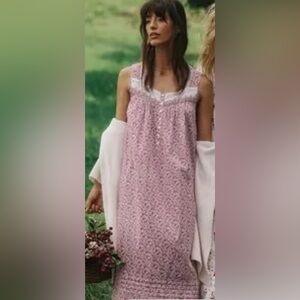 Eileen West Cottagecore Lace Sleeveless Floral Cotton Ballet Nightgown Size M